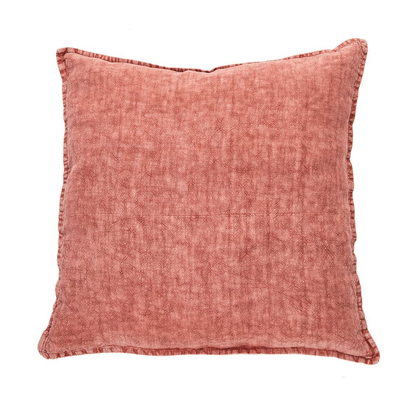 Linen Stone Wash European Throw Pillow, Raspberry 25x25