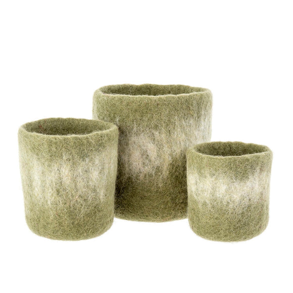 Felt Ombre Pot Covers, Set of 3 - Moss