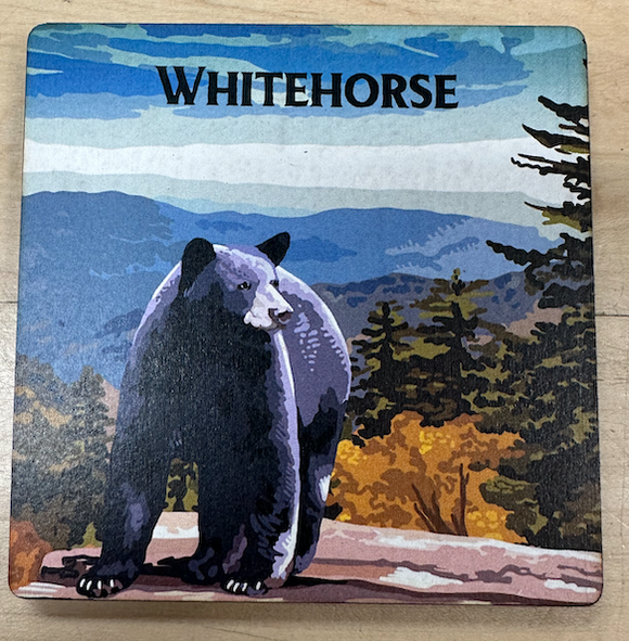 Wooden Coaster, Bear on Cliff - Whitehorse