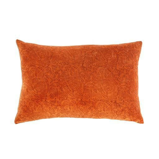 Printed Velvet Pillow, Rust, 16x24