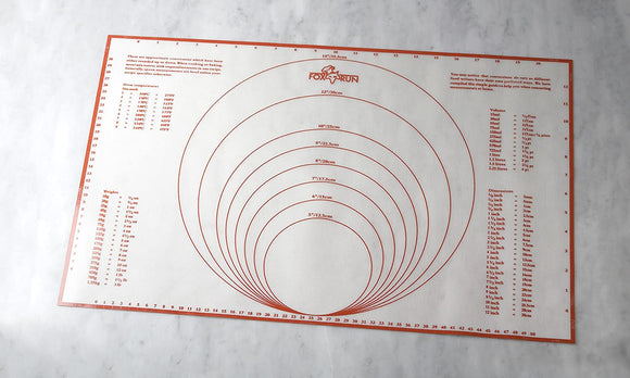 Fox Run Silicone Baking Mat w/Measurements/Conversions, 23.25x15.25