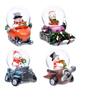 Snowman In Assorted Vehicles Waterglobe (Snowglobe)