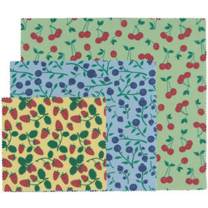 Ecologie Beeswax Wraps, Set of 3 - Berries & Fruit