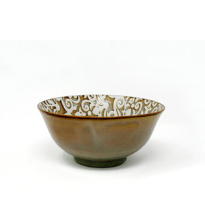 BIA Damask Reactive Glaze Soup/Cereal Bowl, Olive