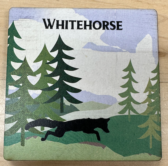 Wooden Coaster, Fox in Forest Caricature - Whitehorse