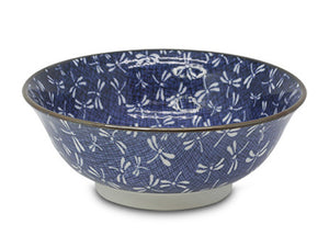 Blue Dragonfly Japanese Porcelain Bowl, 8"