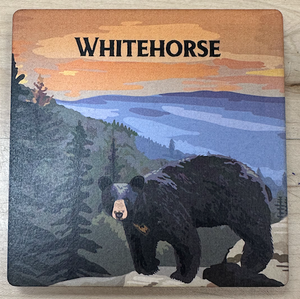 Wooden Coaster, Orange Sunset Bear - Whitehorse