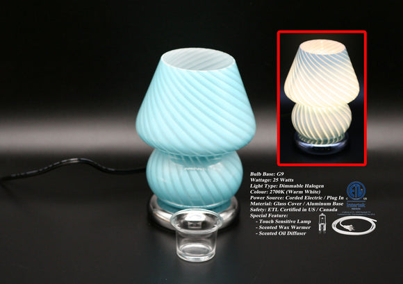 Touch Sensor Glass Lamp – Turquoise Murano Stripe 9