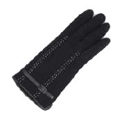 RMO Ladies Black Wool Dress Gloves w/ White Stitching, Medium