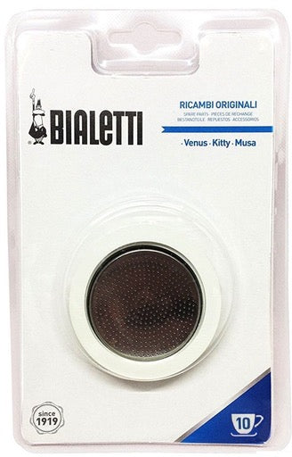 Bialetti Part Stainless Steel 10 Cup 1 Filter + 1 Gasket