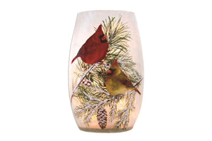 Christmas Cardinals Small Pre-Lit Vase, 5" H