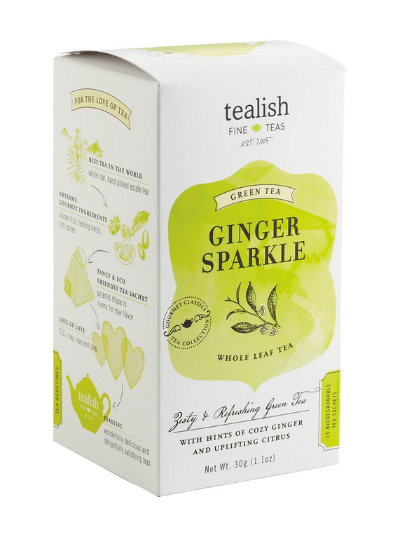 Tealish Gourmet Classics - Ginger Sparkle Green Tea, 15 Teabags