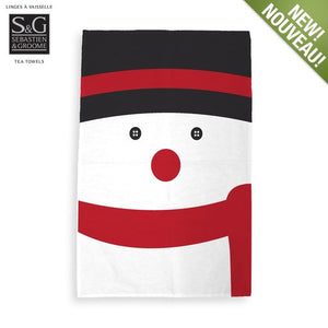 Snowman Print Tea Towel