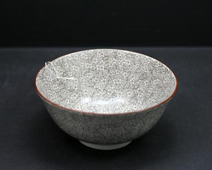 Brown Floral Stoneware Bowl, 6" Dia