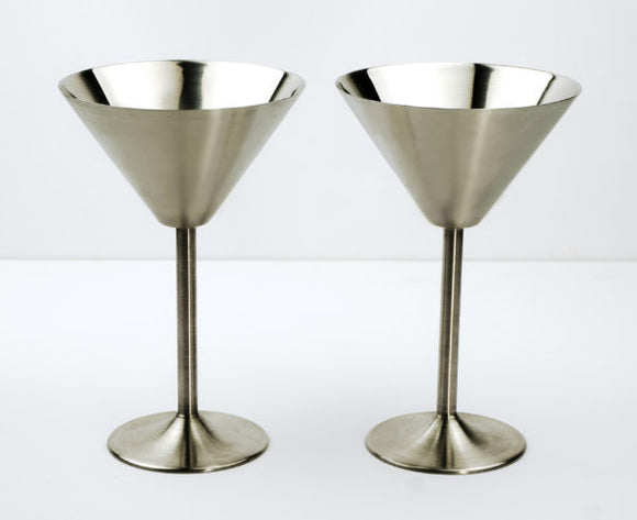 RSVP Stainless Steel Martini Glasses, Set of 2