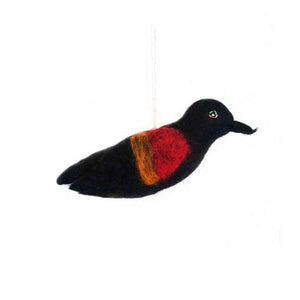 Hamro Felt Ornament, Red Winged Black Bird