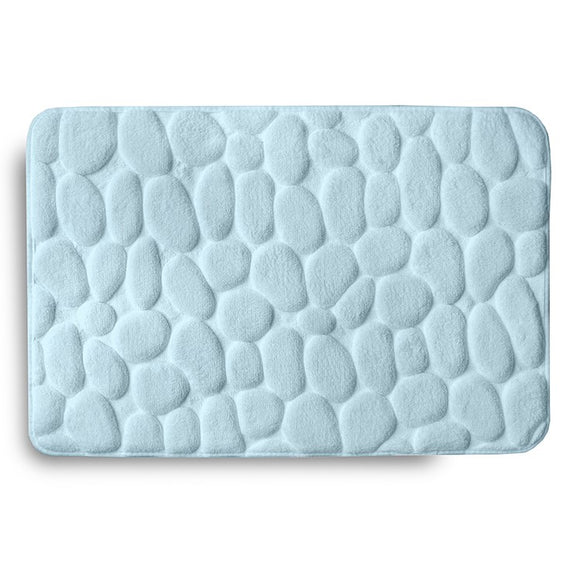 Embossed Stone Memory Foam Bath Mat Aqua 20x32