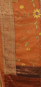 India Bedcover w / 2 Pillowshams, Copper Garden, Silk, 80" x 100"