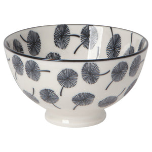 Gray Dandelion Stamped Footed Bowl, 4" Dia