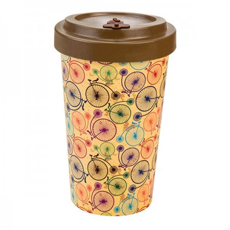 Bamboo Cup 500ml, Bicycles - Brown