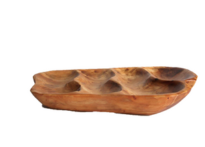 Greener Valley Hand-Crafted Live Edge Wood Divided Platter, 4 Section