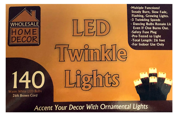 LED Twinkle Lights, Brown - 140 Lights/30 Feet