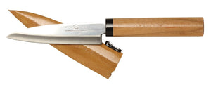 Joyce Chen Bento Knife, Cherry Wood Handle & Sheath 10cm/4"