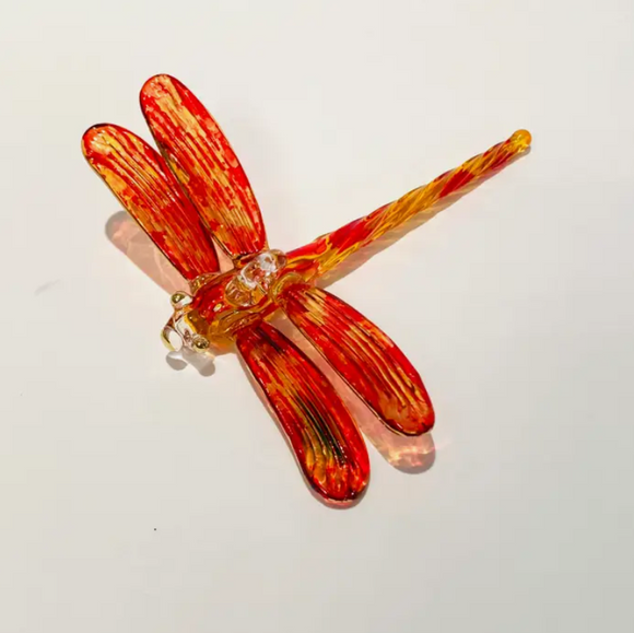 Dandarah Blown Glass Ornament, Yellow & Red Dragonfly
