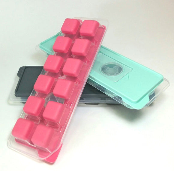 Ice Cube Tray w/Lid, 12 Square Cubes, Asst'd Colors