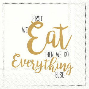 Lunch Napkin - First We Eat, Gold