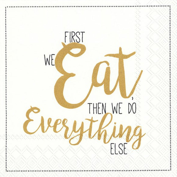 Lunch Napkin - First We Eat, Gold