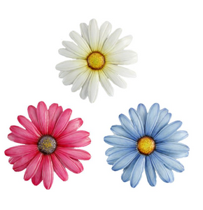 Frans Koppers Metal Wall Daisies, 3pc (White/Pink/Blue)