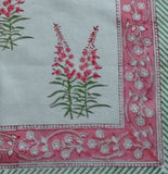Hand Block Printed Cotton Fireweed Tea Towel
