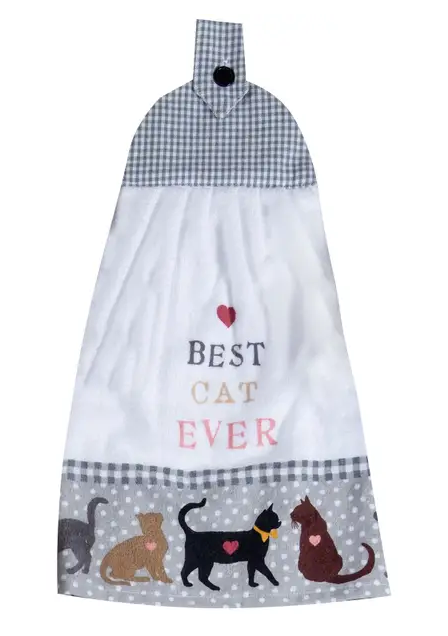 Kay Dee Designs Tie Towel w/Button, Best Cat Ever
