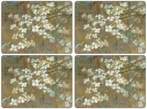 Pimpernel Dogwood In Spring Cork-Backed Placemat Set, 4pc