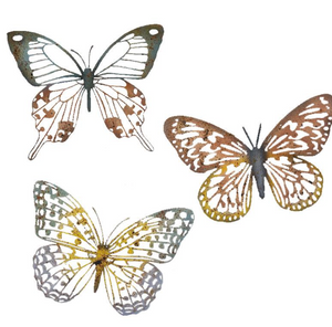 Frans Koppers Assorted Colours Metal Butterfly Set, 3pc