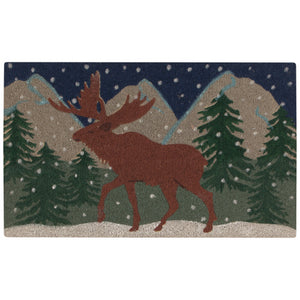 Winter Moose Coconut Fiber Doormat, 18x30"