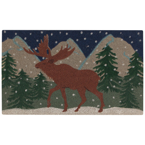 Winter Moose Coconut Fiber Doormat, 18x30
