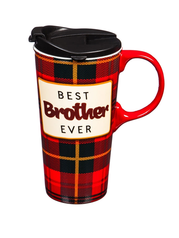 Ceramic Travel Cup w/Tritan Lid & Gift Box, 17oz Best Brother Ever