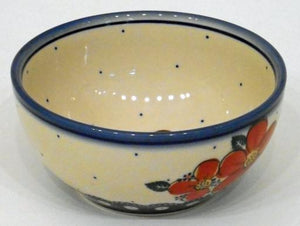 Bowl, 16x7.5cm, Red Flowers & Dots