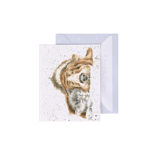 Wrendale Mini Greeting Card, Dog And Catnap