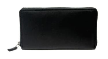 Rugged Earth Black Leather Zippered Wallet, Style 88020