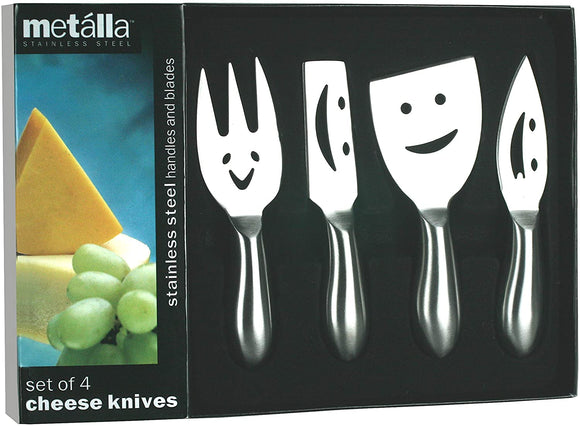 Prodyne Happy Faces Cheese Knife Set, 4pc