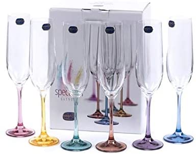 Spectrum Champagne Flutes, Set of 6 Assorted Colours