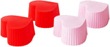 Fox Run Silicone Heart Bake Cups, Red & Pink, Set of 12