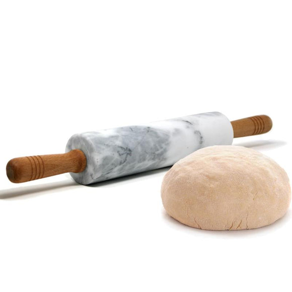 Natural Living Marble Rolling Pin w/Beechwood Handles