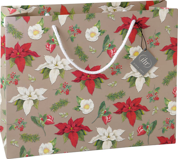 IHR Christmas Florals Allover Gift Bag, 26x11x32cm