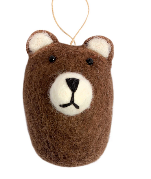 Hamro Felt Ornament, Brown Bear-Head