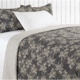 Antik Adele Grey Flowered Quilt Set, Queen 88x90"
