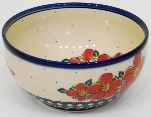 Bowl, 23x11cm, Red Flowers & Dots